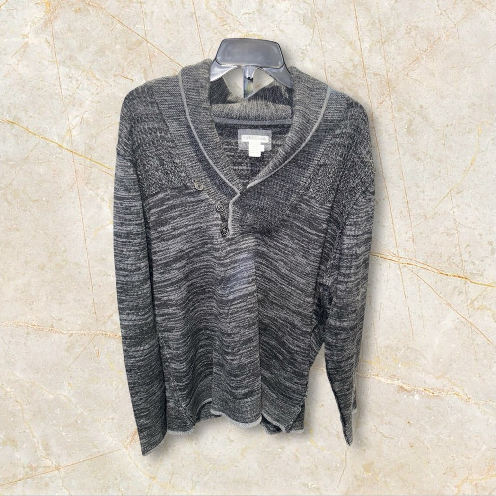 Carbon 2‎ Cobalt Sweater Size L Mens 1/2 Button Hook & Loop Gray Elbow Patches